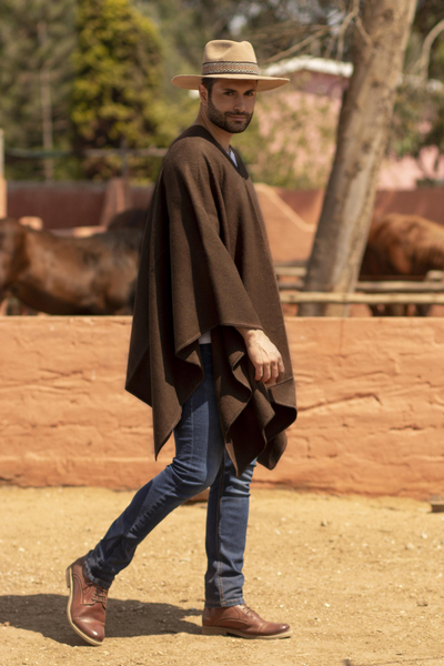 UNICEF Market Men S Alpaca Poncho With V Neck From Peru Inca