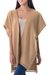 Alpaca blend ruana, 'Piura Princess' - Warm Tan Ruana in Alpaca Blend from Peru (image 2a) thumbail