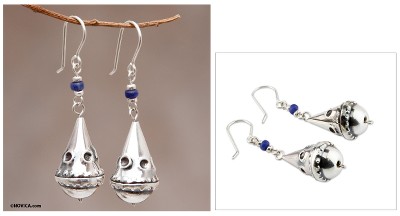 Sodalite dangle earrings, Ancestry