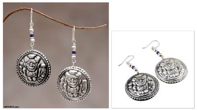 Sodalite dangle earrings, Inca Waka