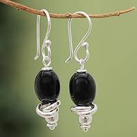 Obsidian dangle earrings,