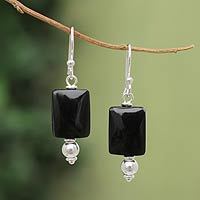 Obsidian dangle earrings,
