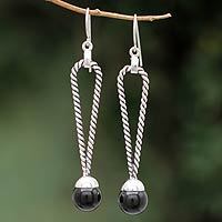 Obsidian dangle earrings,