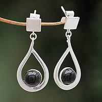 Obsidian dangle earrings,