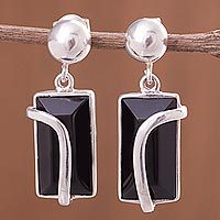 Obsidian dangle earrings,