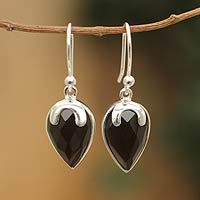 Obsidian dangle earrings,