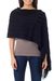 100% alpaca poncho, 'Illusions of Black' - 2-in-1 Black Poncho and Shawl in 100% Alpaca from Peru (image 2a) thumbail