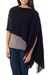 100% alpaca poncho, 'Illusions of Black' - 2-in-1 Black Poncho and Shawl in 100% Alpaca from Peru (image 2b) thumbail