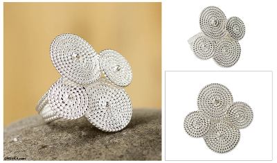 Kippered herring sandwich bags - Handmade Sterling Spiral Cocktail Ring