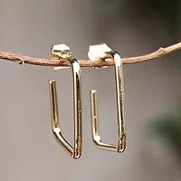 Gold plated half-hoop earrings,