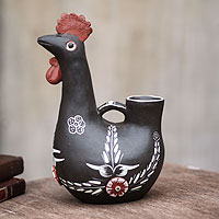 Ceramic vase Quinua Brown Rooster Peru