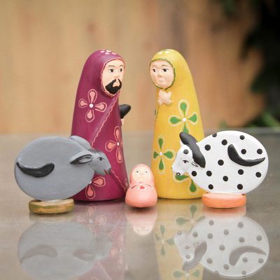 Ceramic nativity scene, Ayacucho Nativity (5 pieces)