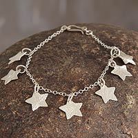 Sterling silver charm bracelet,