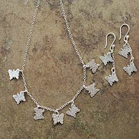 Sterling silver jewelry set, 'Andean Butterfly' - Sterling Silver Necklace and Earrings Jewelry Set