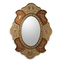 Painted glass wall mirror,