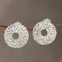 Sterling silver button earrings,
