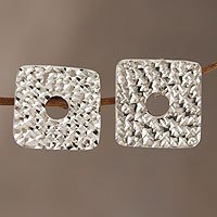 Sterling silver button earrings,