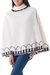 Alpaca blend poncho, 'Ivory Wari Splendor' - Ivory Alpaca Blend Turtleneck Poncho with Black Trim (image 2a) thumbail