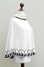 Alpaca blend poncho, 'Ivory Wari Splendor' - Ivory Alpaca Blend Turtleneck Poncho with Black Trim (image 2b) thumbail