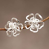 Sterling silver button earrings,