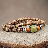 Serpentine and jasper stretch bracelets,