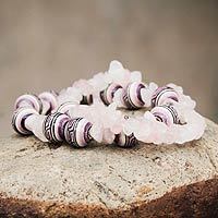 Ceramic and quartz stretch bracelets,