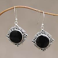 Obsidian dangle earrings,