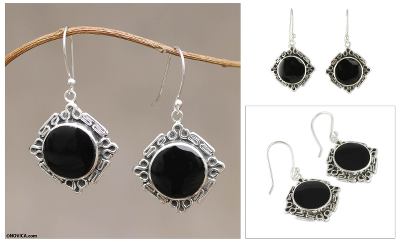 Obsidian dangle earrings, Chavin Princess