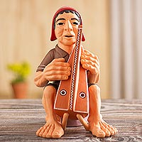 Ceramic figurine Andean Harpist Peru