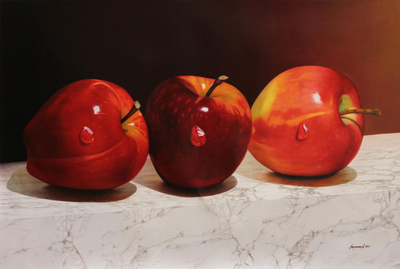 oil still painting realistic apples passion novica