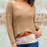 Alpaca blend sweater, 'Nazca Dunes' - Beige Alpaca Blend Sweater