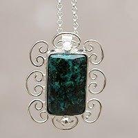 Chrysocolla pendant necklace,