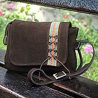 Leather messenger bag,