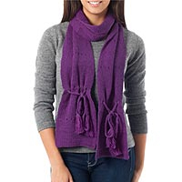 100% alpaca scarf Purple Andean Orchid Peru