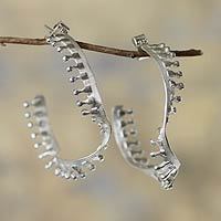 Sterling silver half hoop earrings,