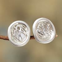 Sterling silver button earrings,