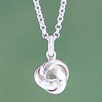 Sterling silver pendant necklace, 'Love Me Knot' - Modern Sterling Pendant Necklace
