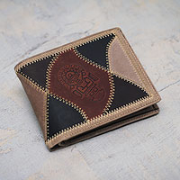 Men's leather wallet, 'Brown Tumi' - Men's Hand Made Leather Wallet from Peru