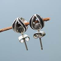 Sterling silver button earrings,