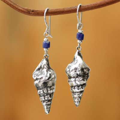 Sterling silver and sodalite dangle earrings, Marine Memoirs