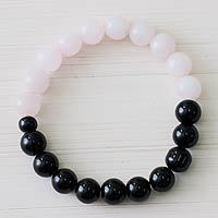 Agate and rose quartz stretch bracelet,