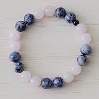 Rose quartz and sodalite stretch bracelet,