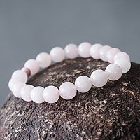 Rose quartz and ceramic stretch bracelet,