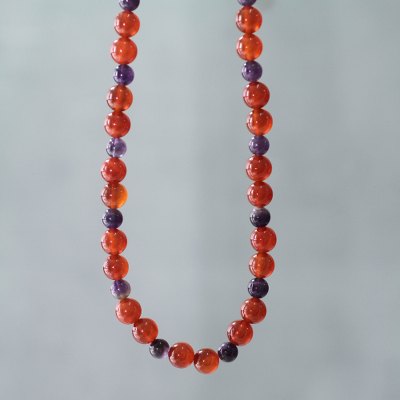 Carnelian and amethyst beaded necklace, Radiant Love