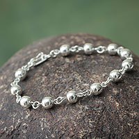 Sterling silver beaded bracelet,