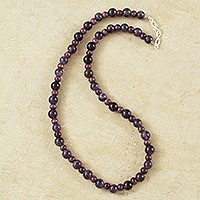 Amethyst and ceramic beaded necklace,