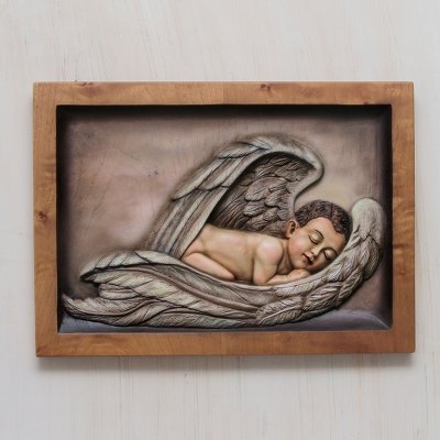 Cedar relief panel, Sleeping Angel
