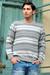 Men's 100% alpaca sweater, 'Mountain Mist' - Knitted Grey 100% Alpaca Wool Men's Sweater thumbail