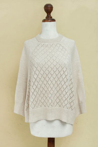 Alpaca blend poncho, Andes in Beige