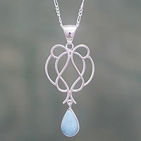 Amazonite and sterling silver pendant necklace,